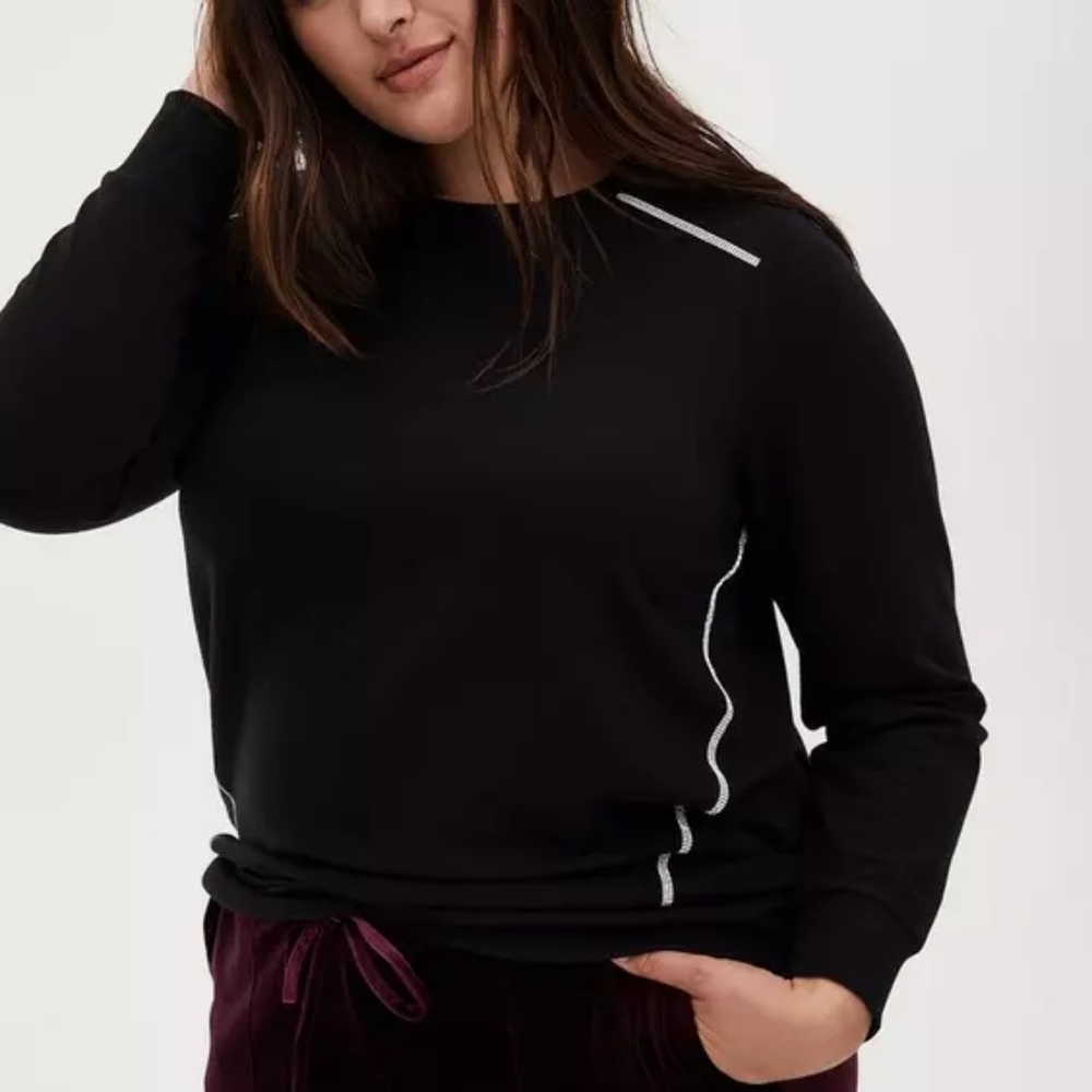 Torrid Black Fleece Rhinestone Sweatshirt